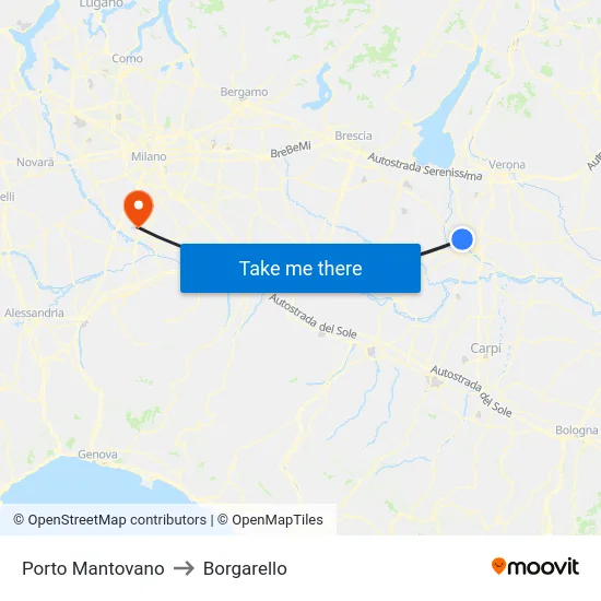 Porto Mantovano to Borgarello map