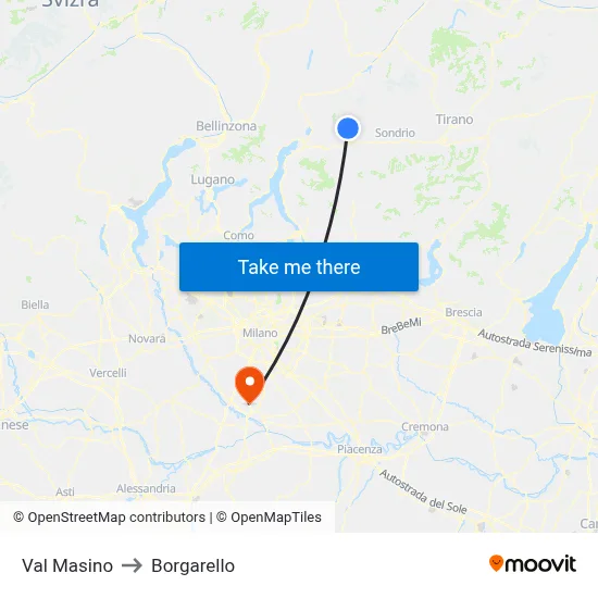 Val Masino to Borgarello map