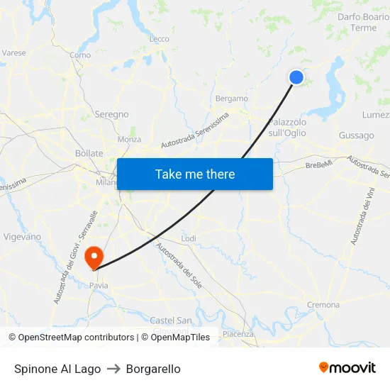 Spinone Al Lago to Borgarello map