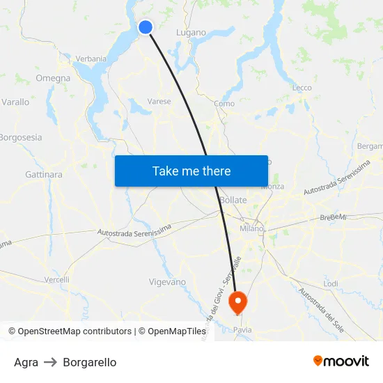 Agra to Borgarello map