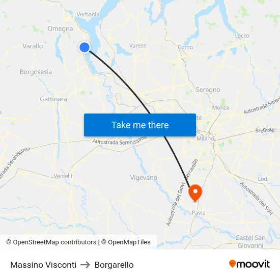 Massino Visconti to Borgarello map