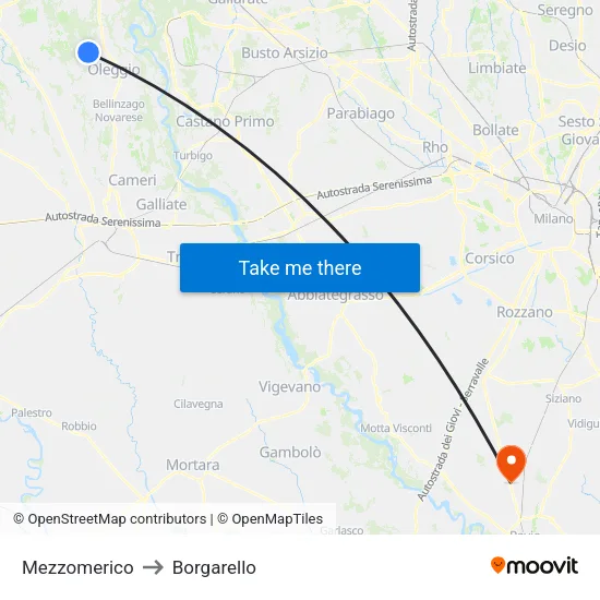Mezzomerico to Borgarello map