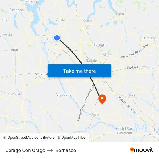 Jerago con Orago to Bornasco map