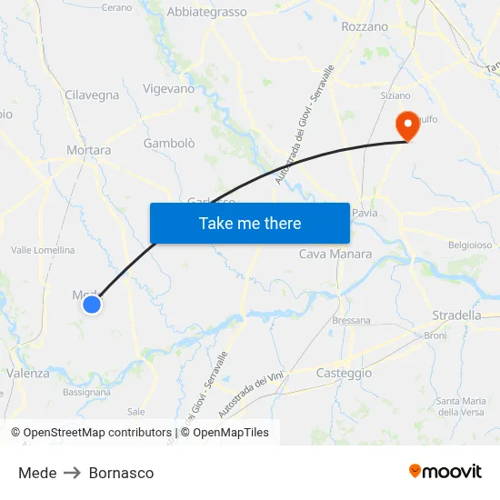 Mede to Bornasco map