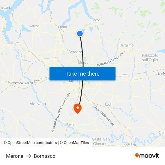Merone to Bornasco map