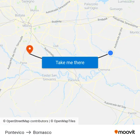 Pontevico to Bornasco map