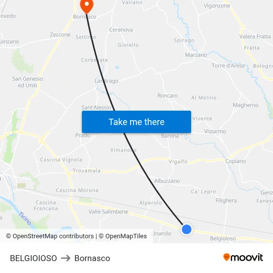 BELGIOIOSO to Bornasco map