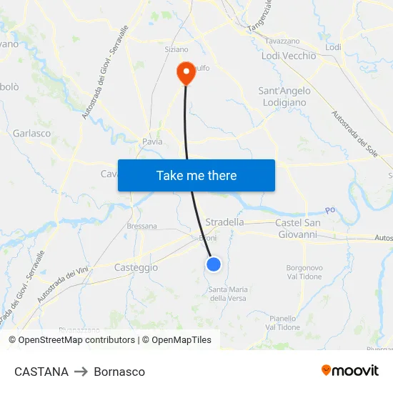 Castana to Bornasco map