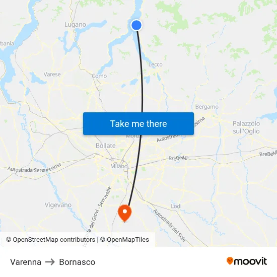 Varenna to Bornasco map