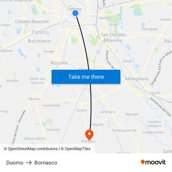 Duomo to Bornasco map