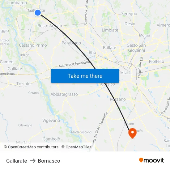 Gallarate to Bornasco map