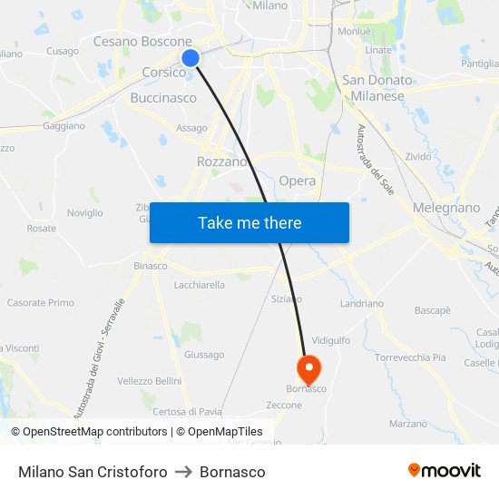Milano San Cristoforo to Bornasco map