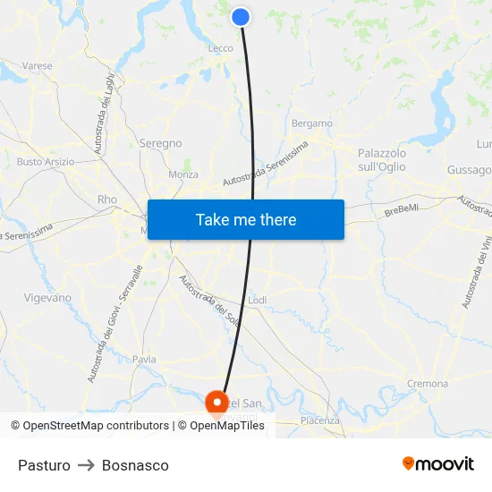 Pasturo to Bosnasco map