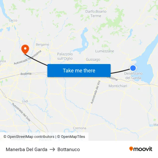 Manerba Del Garda to Bottanuco map