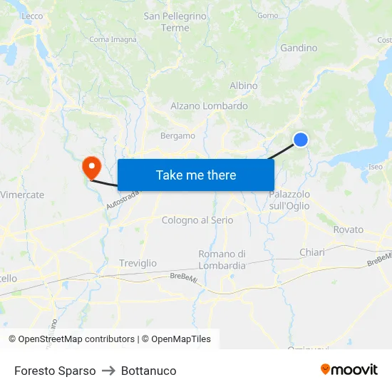 Foresto Sparso to Bottanuco map