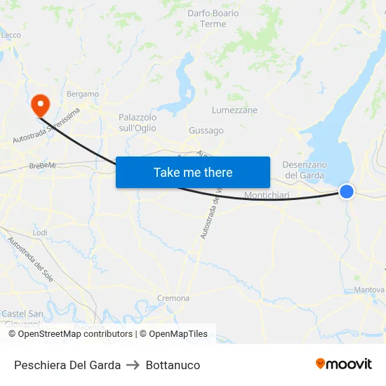 Peschiera Del Garda to Bottanuco map