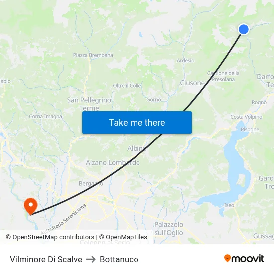 Vilminore Di Scalve to Bottanuco map