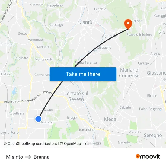 Misinto to Brenna map