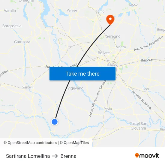 Sartirana Lomellina to Brenna map