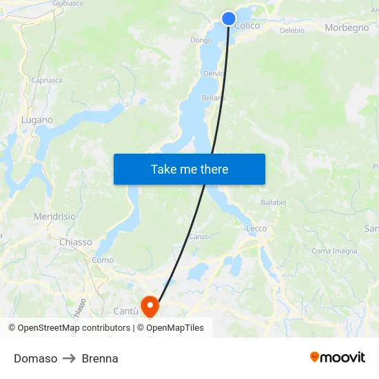 Domaso to Brenna map