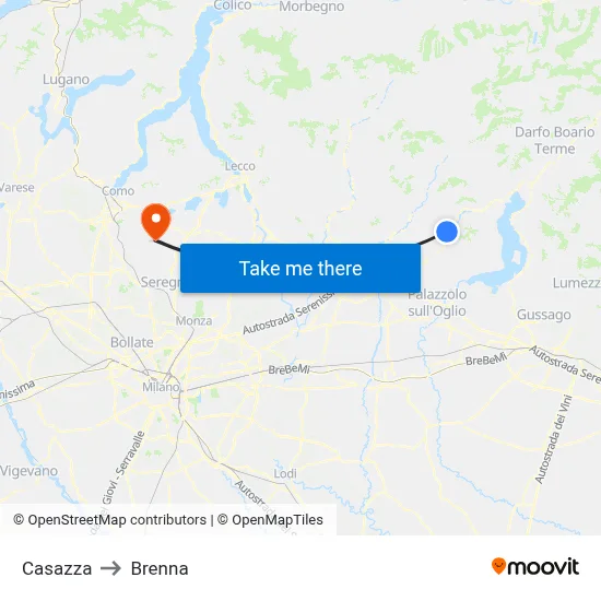 Casazza to Brenna map