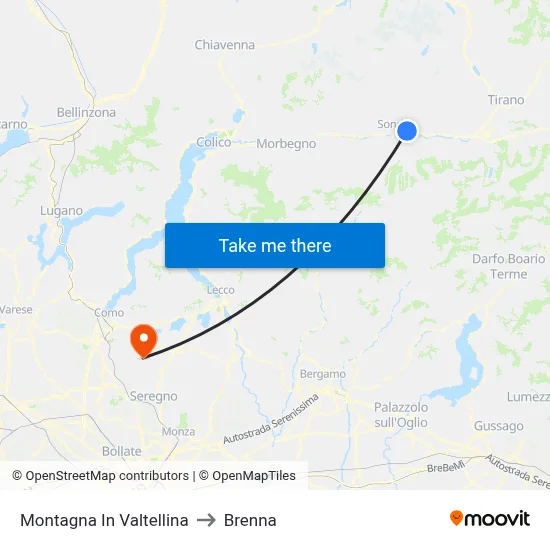 Montagna In Valtellina to Brenna map