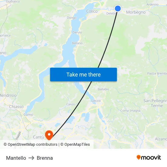 Mantello to Brenna map