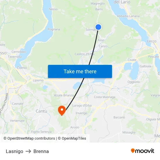 Lasnigo to Brenna map