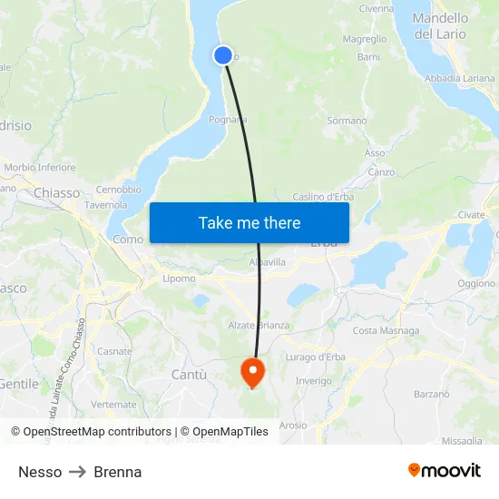 Nesso to Brenna map