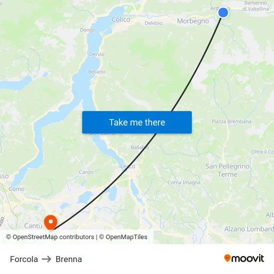 Forcola to Brenna map