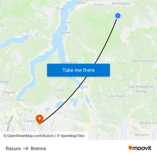 Rasura to Brenna map