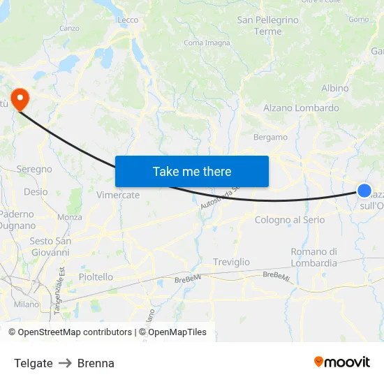 Telgate to Brenna map