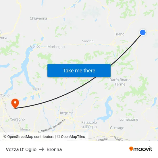 Vezza D' Oglio to Brenna map