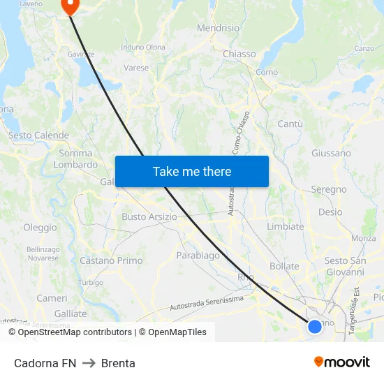 Cadorna FN to Brenta map