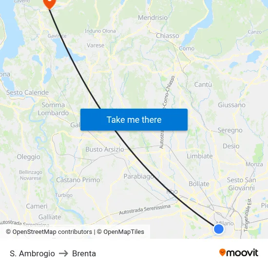 Saint Ambrose to Brenta map
