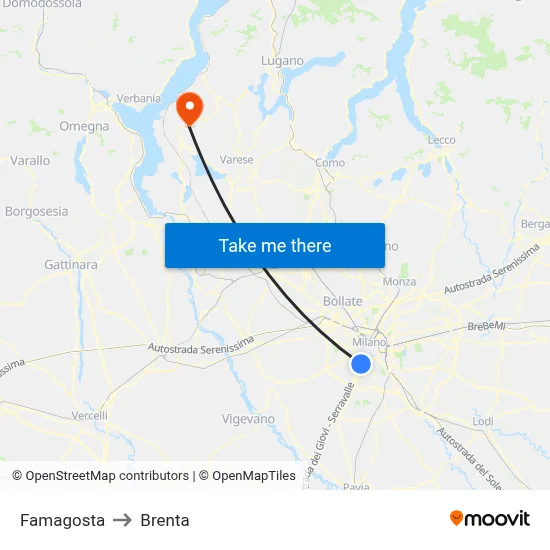 Famagosta to Brenta map