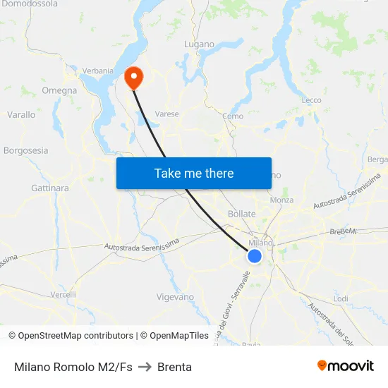 Milano Romolo M2/Fs to Brenta map