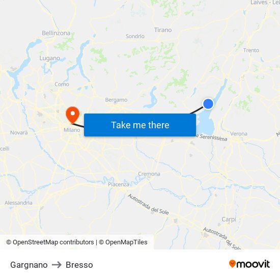 Gargnano to Bresso map