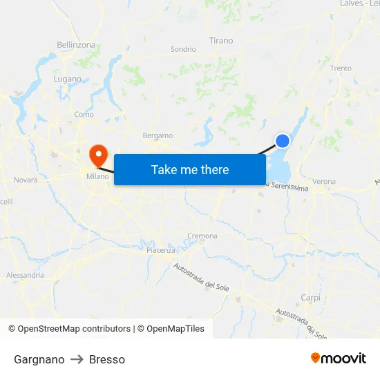 Gargnano to Bresso map