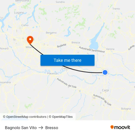Bagnolo San Vito to Bresso map