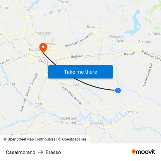 Casalmorano to Bresso map