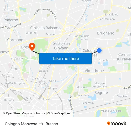 Cologno Monzese to Bresso map