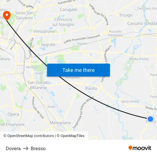 Dovera to Bresso map