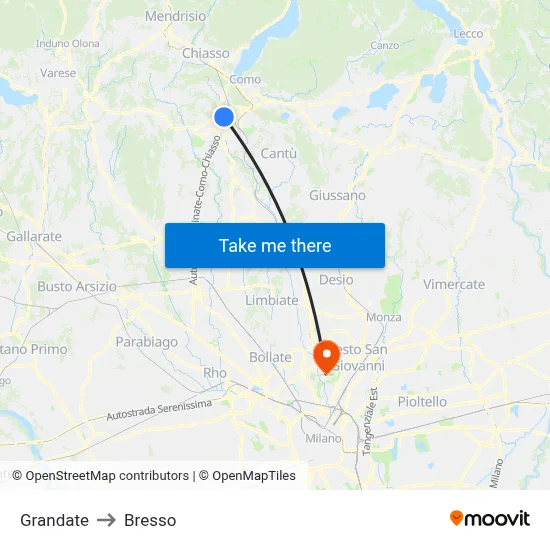 Grandate to Bresso map