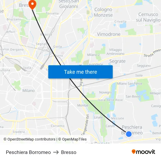 Peschiera Borromeo to Bresso map