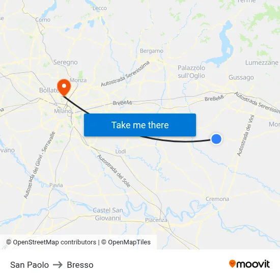 San Paolo to Bresso map