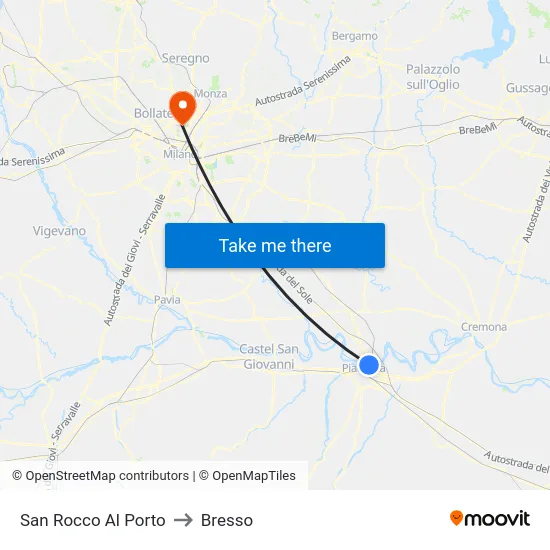 San Rocco Al Porto to Bresso map