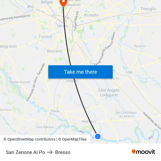 San Zenone al Po to Bresso map