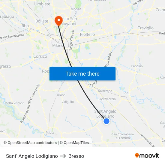 Sant' Angelo Lodigiano to Bresso map