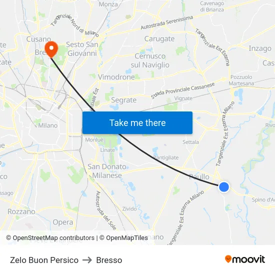 Zelo Buon Persico to Bresso map